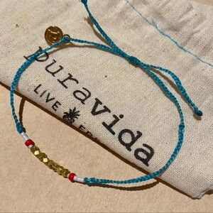 PURA VIDA Turquoise Mini Braid Gold, Red & White Seed Beads NEW!
